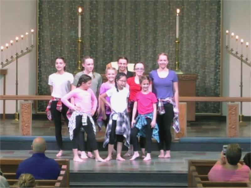 A group of young girls that are in the Alleluia Dancers of Central UMC in Waterford, MI