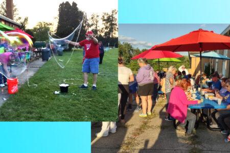 Images of people having fun at the Central United Methodist block party in Waterford MI.