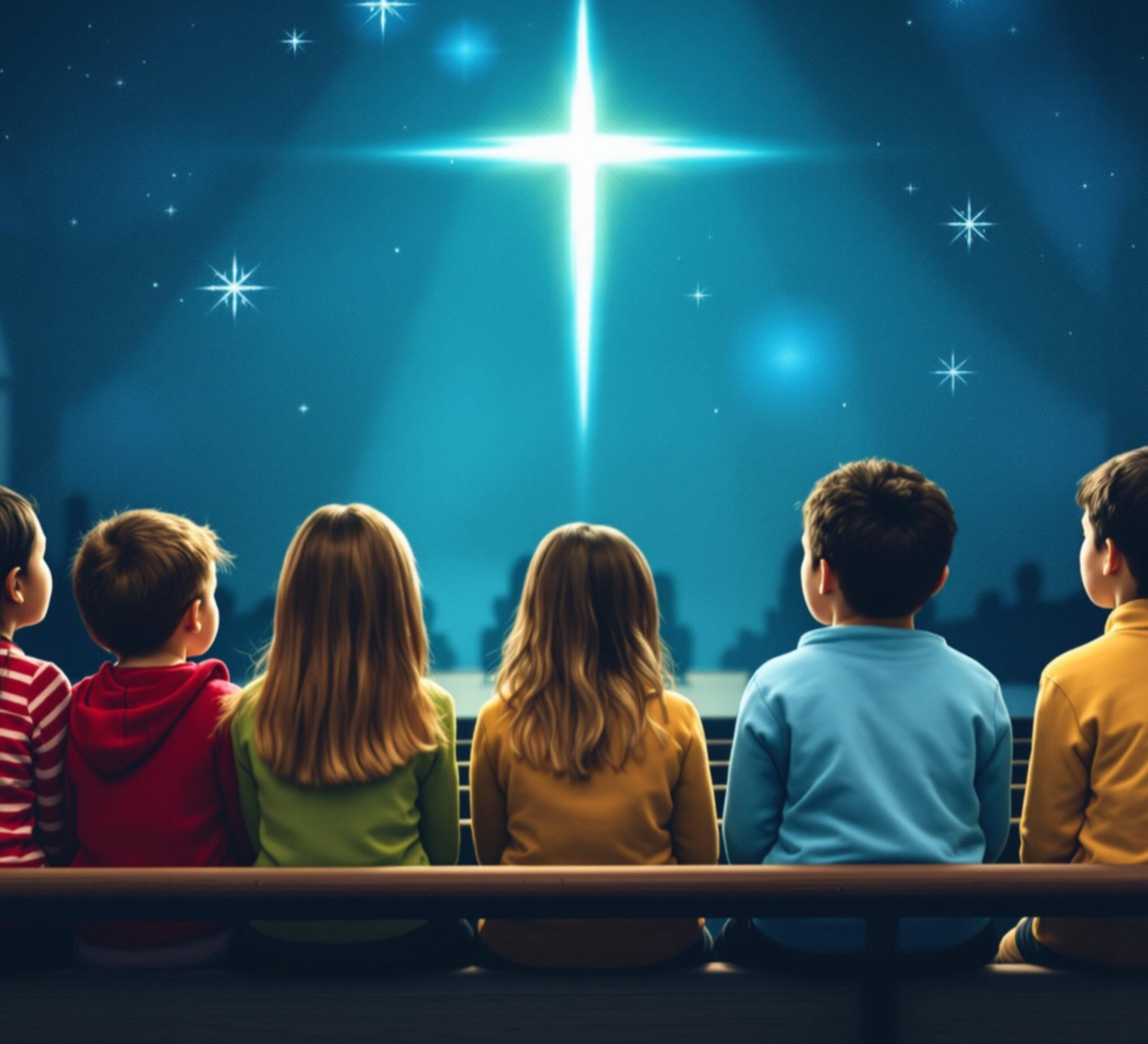 Picture of children looking up at the Christmas star